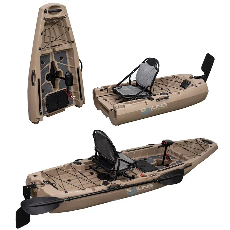 Fishing Kayak Pedal Drive - 9,5 Fuß 1-Personen Faltbares Plastikboot Angelkajak