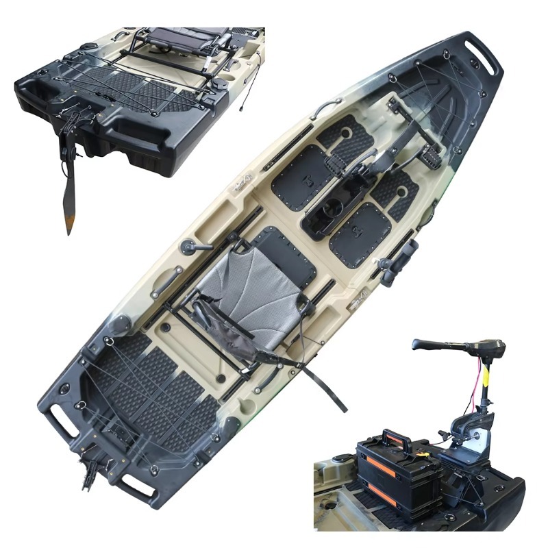 Fishing Kayak Pedal Drive - 1-Personen HDPE/PE Sit-On-Top CE Motorisiertes Seekanu